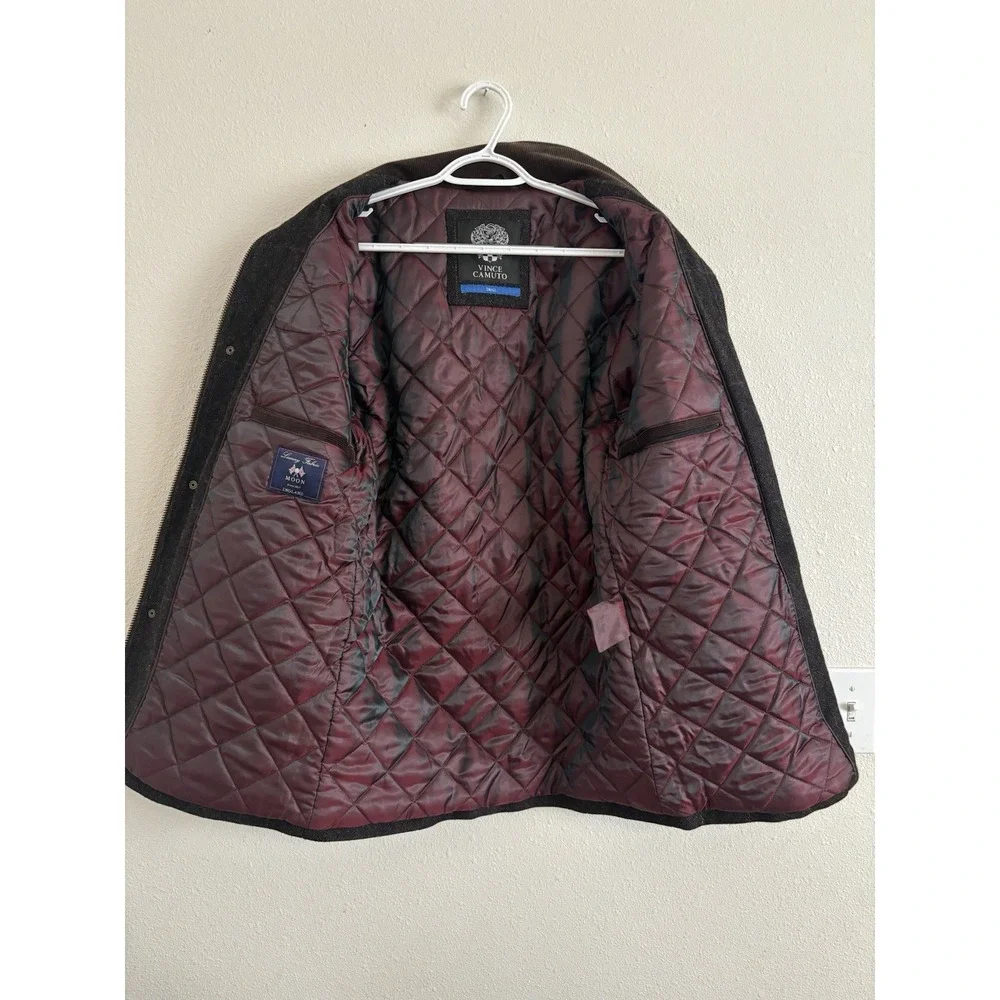 Vince Camuto Quilted Jacket Men's Wool Plaid Coat Small